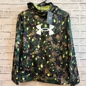 NWT! Youth Under Armour multi green camouflage print sweatshirt hoodie, Size YL